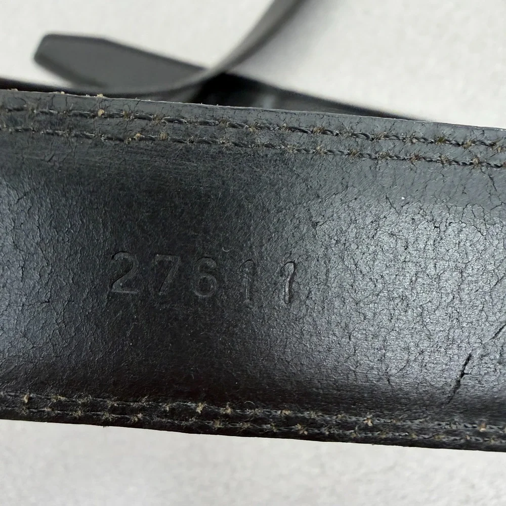 Allen Edmonds Leather Belt Mens 44 Black Silver Buckle Dress Classic Made in USA